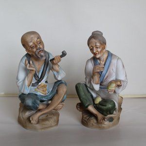 ARDCO "Artistic old couple" figurines, Dallas Bisque Porcelain Japan